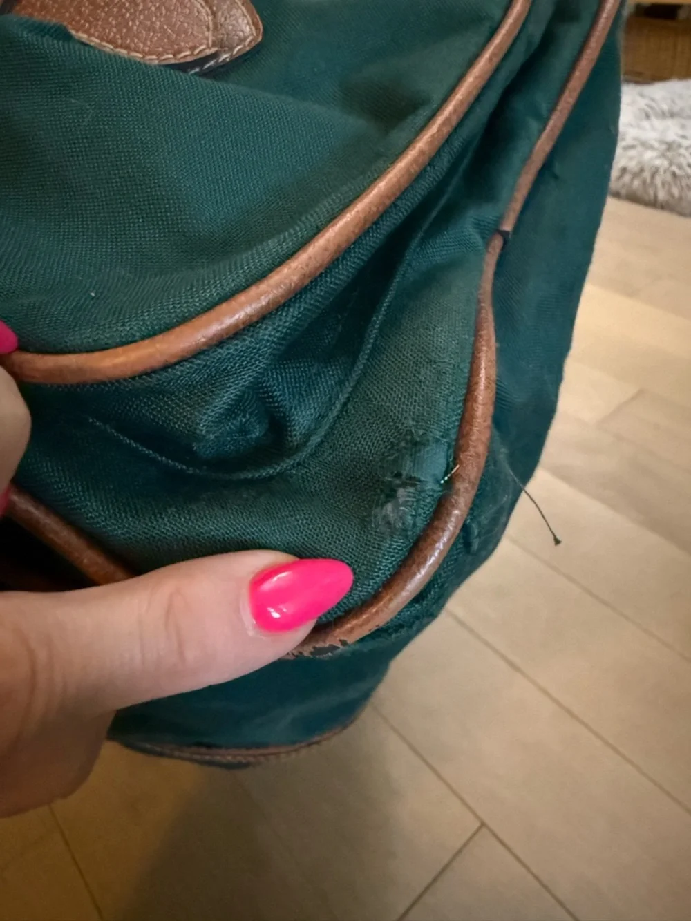 Polo Ralph Lauren Green Canvas Weekender Bag with Brown Trim